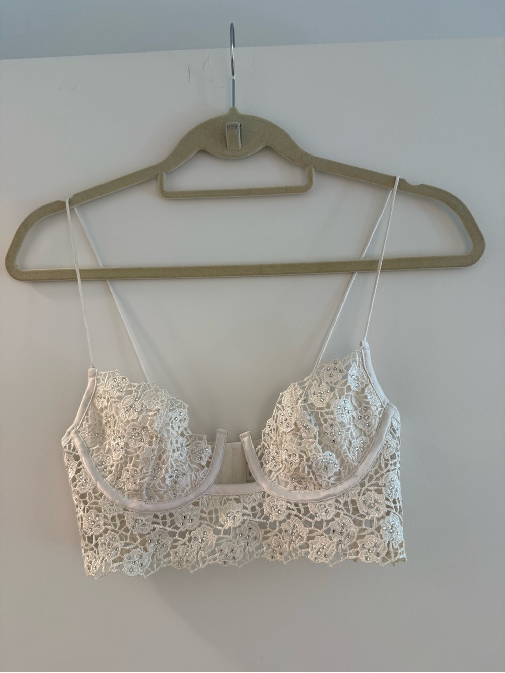 For Love And Lemons Ivory Lace Longline Bralette